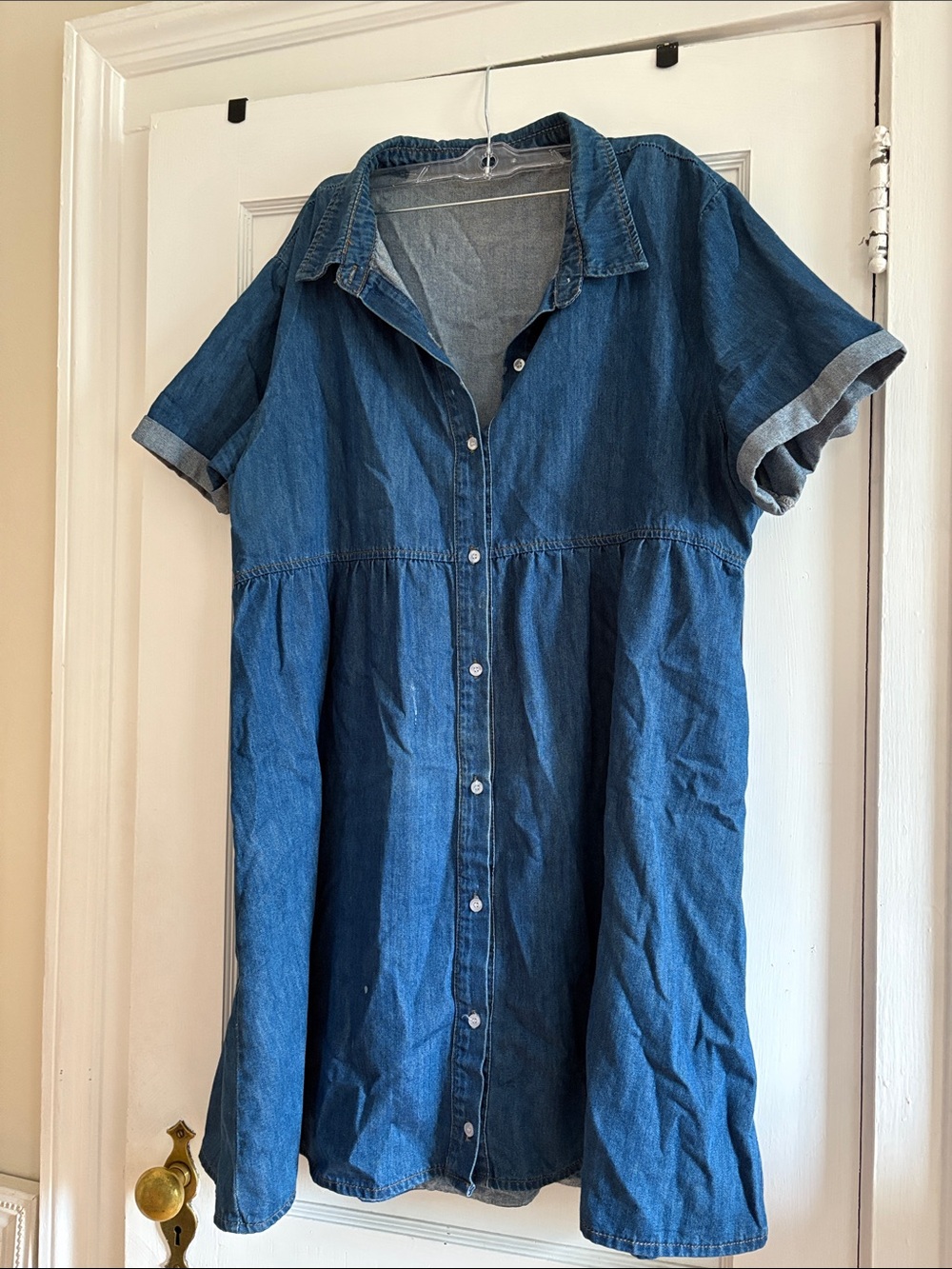 Amazon Blue Denim Button-Front Midi Dress